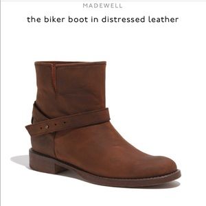 Madewell Biker Boot in Distressed Leather